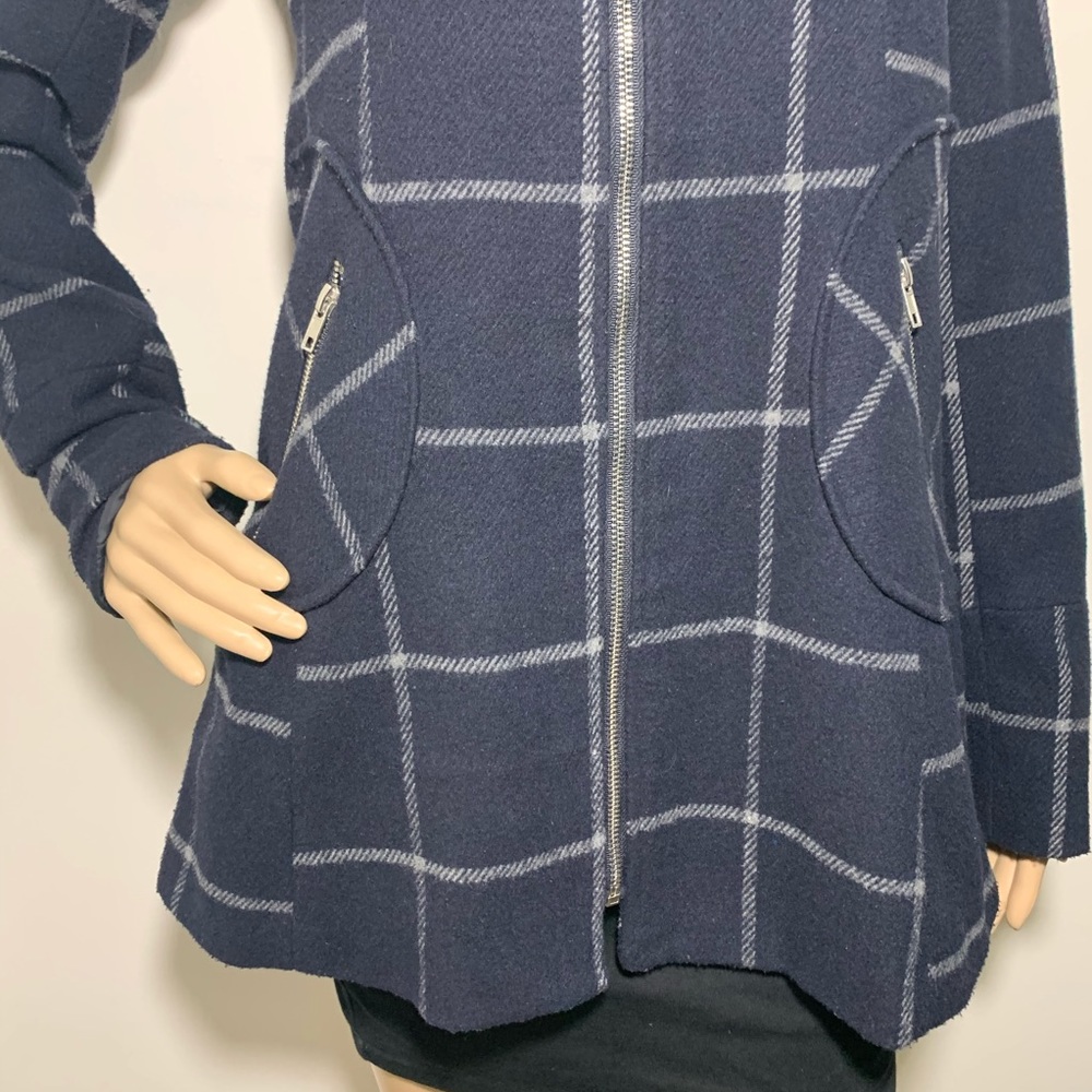 CoffeeShop A Line Plaid Peacoat Faux Fur Collar - Picture 3 of 6